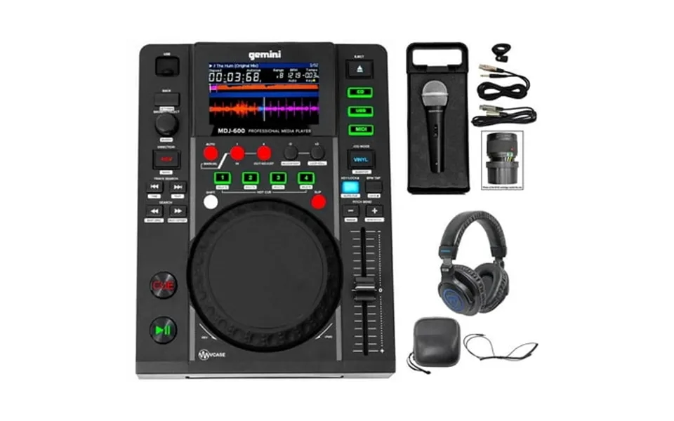 Gemini Mdj-600 Tabletop Usb Cd Media Player Dj Midi Controller Headphones Mic