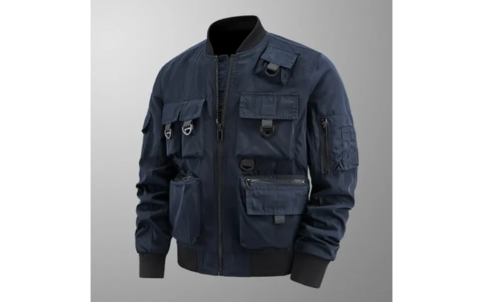 Genging Army Cargo Windbreaker Mens Military Lightweight Jacket Zip Front Stand Collar Coat Cotton Jackets With Multi Po