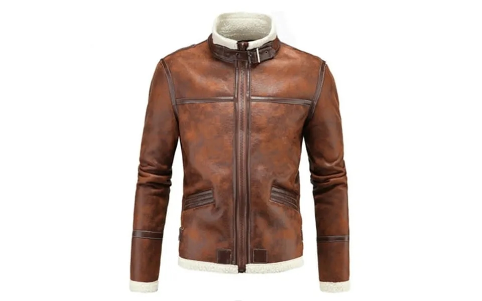 Genging Men S Winter New Clothes Fashion Casual Outerwear Thick Leather Coat Long Sleeve Stand Collar Zipper Pocket Leat
