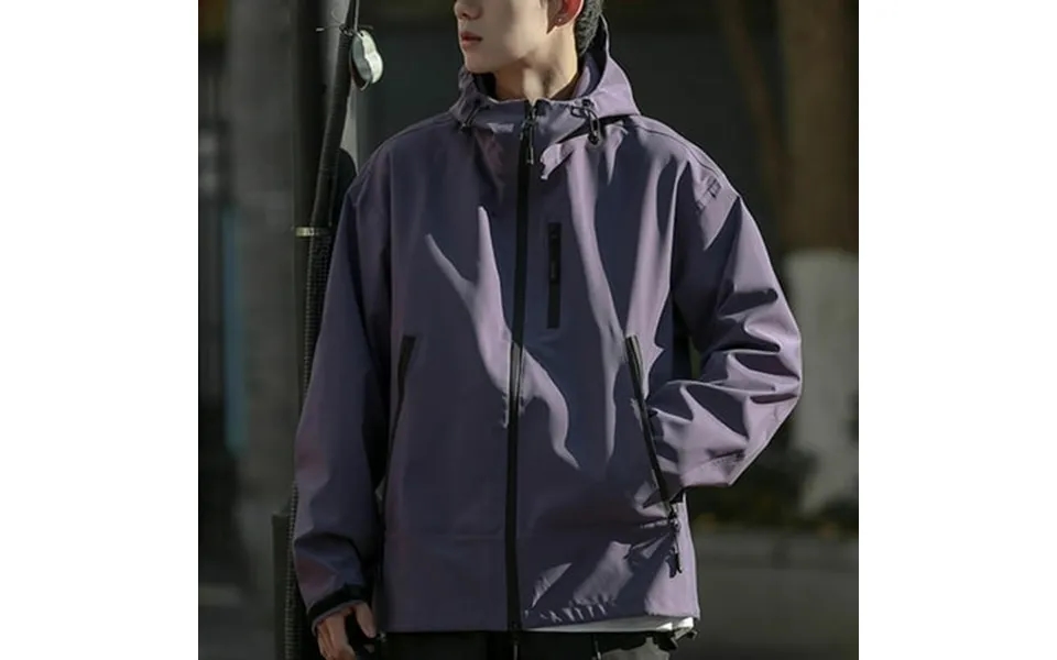 Genging Softshell Jacket For Men Water Resistant Winter Coats Zipper Jackets Mens Outdoor Hiking Hooded Windbreaker