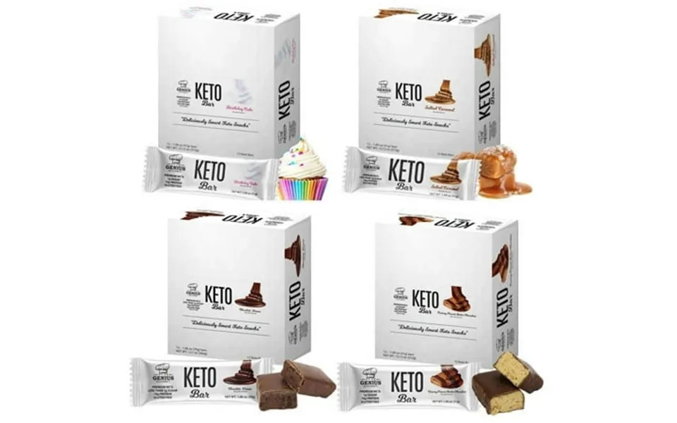 Genius Gourmet Keto Protein & Snack Bars - 4-flavor Variety Pack Size 12-pack 48 Bars