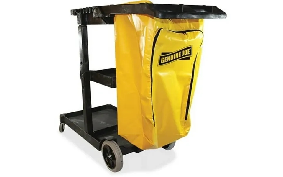 Genuine Joe Workhorse Janitor S Cart X 40 Width X 20.5 Depth X 38 Height - Charcoal Yellow