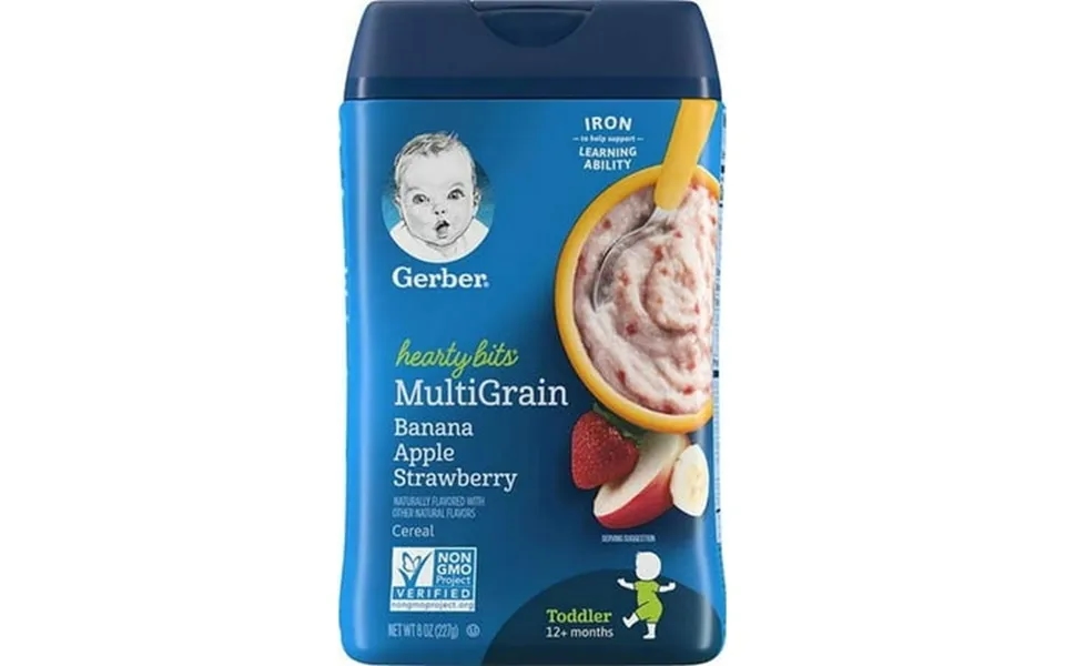 Gerber Baby Cereal Hearty Bits Multigrain Cereal Banana Apple Strawberry - 8 Ounce 6 Count