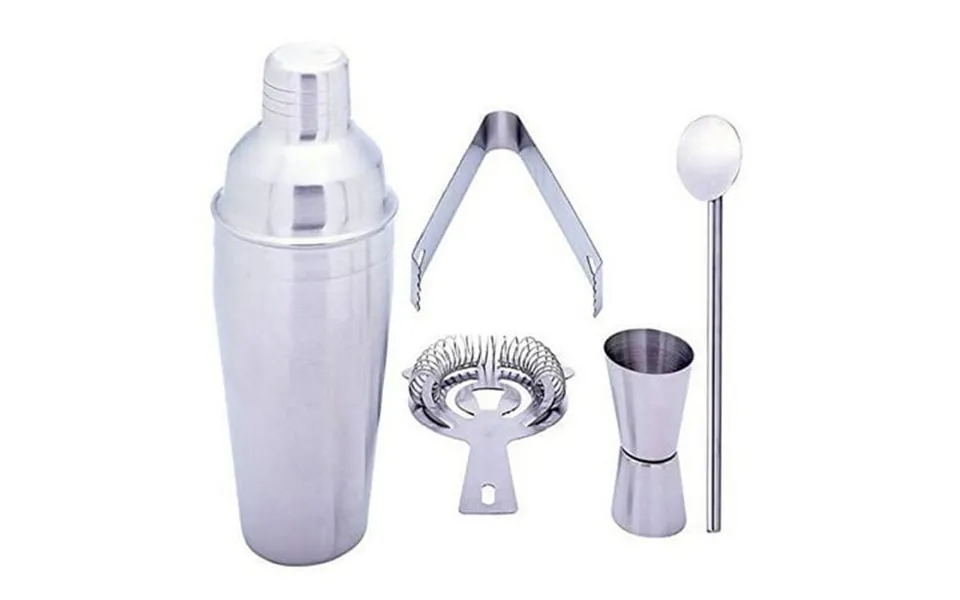Gifts Infinity 5 Piece Stainless Steel Bar Set - 18.5 Oz Martini & Cocktail Shaker Stirrer Strainer Double Jigger And Ic