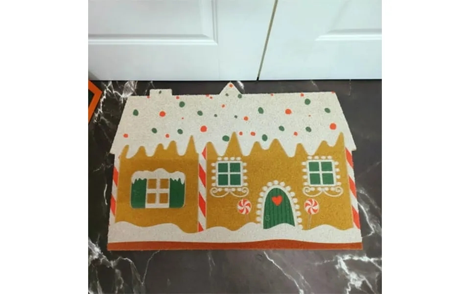 Gingerbread Door Mat Christmas Gingerbread House Shaped Area Rug Gingerbread Rug Non-slip Ultra Soft Microfiber Door Mat