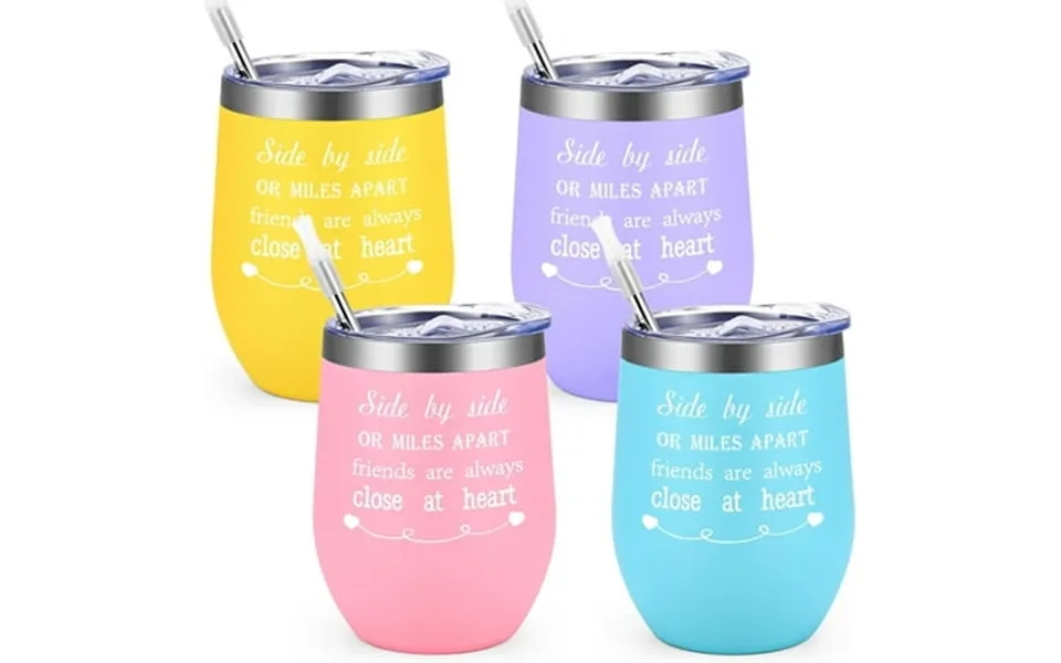 Gingprous Friend Wine Tumbler Set 12oz For Girls Trip Friendship 4 Pack