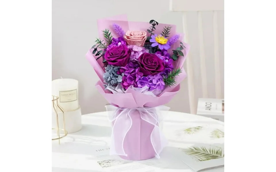 Gingprous Preserved Flowers For Delivery Prime Purple Flowers Fresh Bouquet With Gift Box Forever Flowers For Women Moth