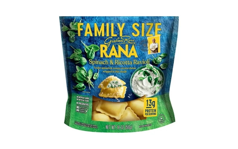 Giovanni Rana Ravioli Spinach Ricotta Premium Filled Pasta Bag Family Size 18oz Refrigerated