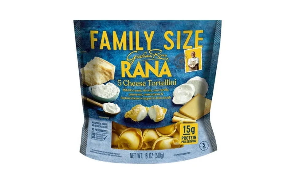 Giovanni Rana Tortellini 5 Cheese Premium Flat Cut Pasta Bag Family Size 18oz Refrigerated