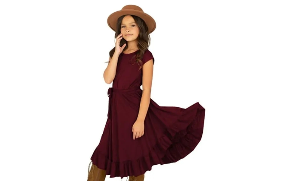 Girls Dresses Retro Swing Ruffles Party Dresses Stylish Little Solid Rockabilly Gowns For Birthdays And