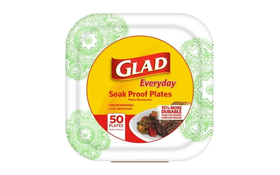 Glad Everyday 10 In. Green Square Paper Plates 50-count Bbp0102