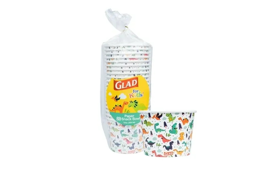 Glad For Kids Dinosaur Paper Snack Bowls Lids Not Included - Disposable Snack Bowls With Dinosaurs