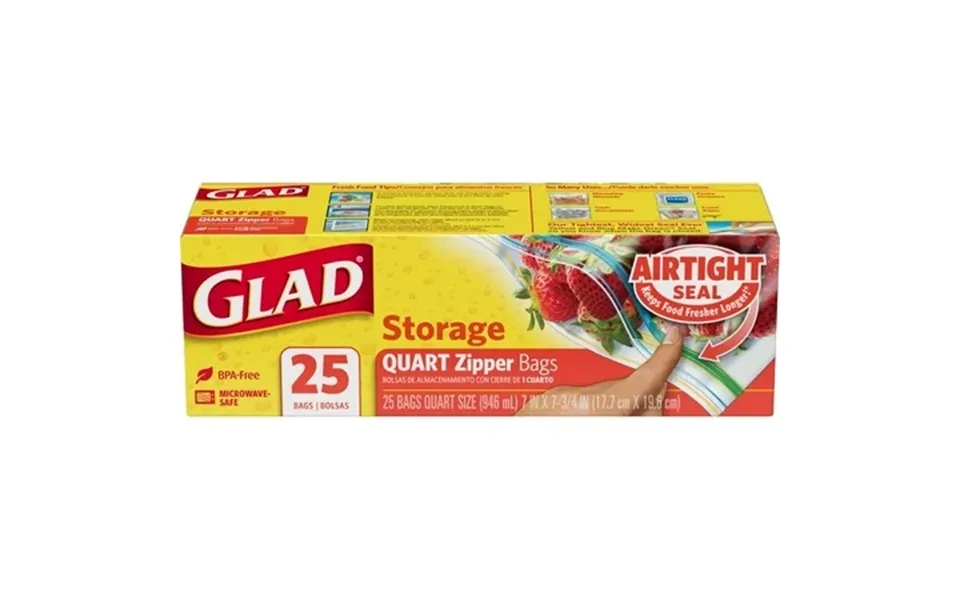 Glad Zipper Food Storage Quart Bags 25 Count