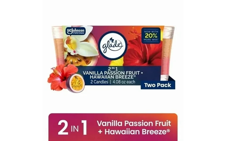 Glade 2in1 Single Wick Candles Hawaiian Breeze Vanilla Passionfruit 8