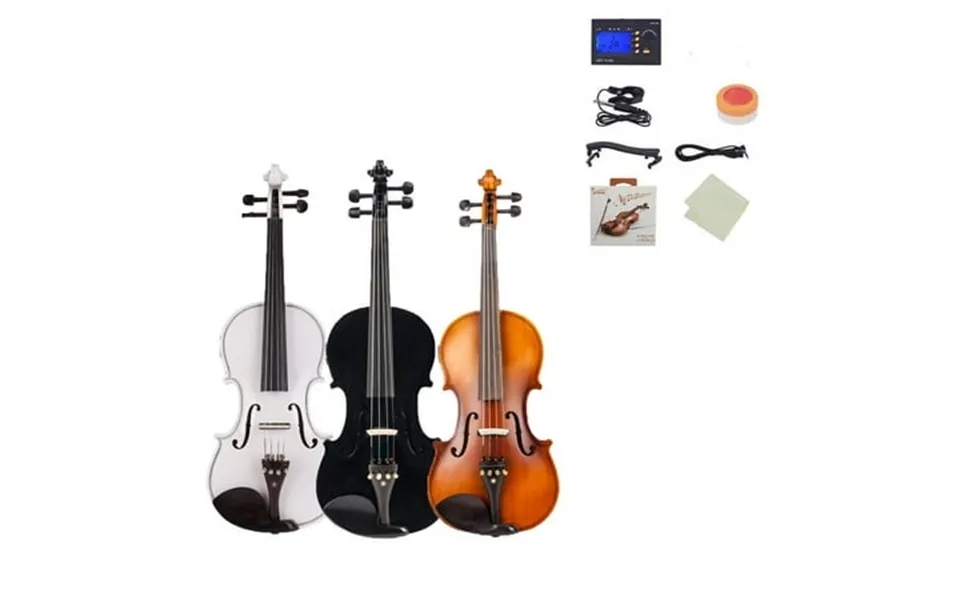 Glarry 4 4 Solid Wood Eq Violin Case Bow Violin Strings Shoulder Rest Electronic Tuner Connecting Wire Cloth Matte