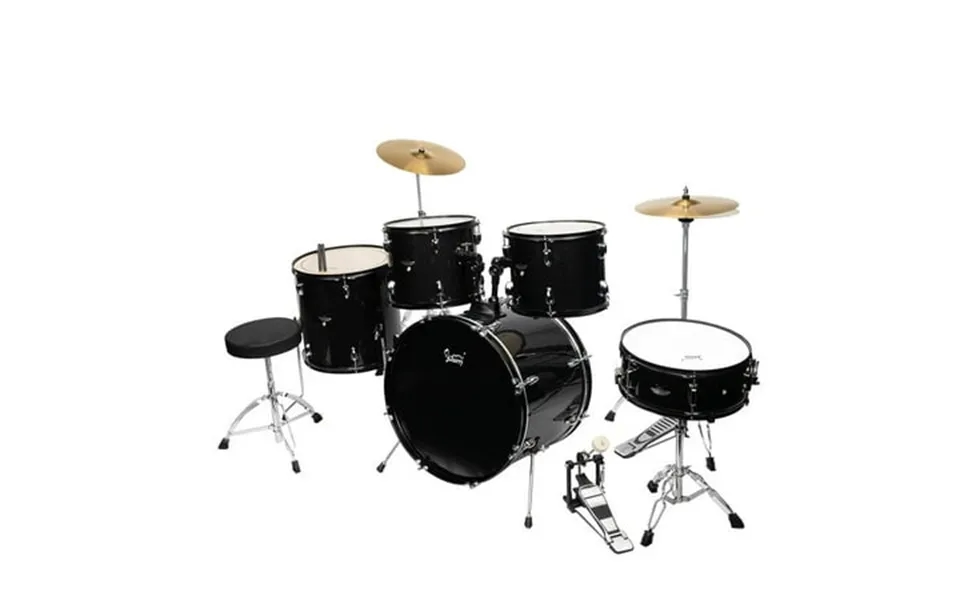 Glarry Beginner Drum Set 5 Pieces Black Drum Kit With Accessories