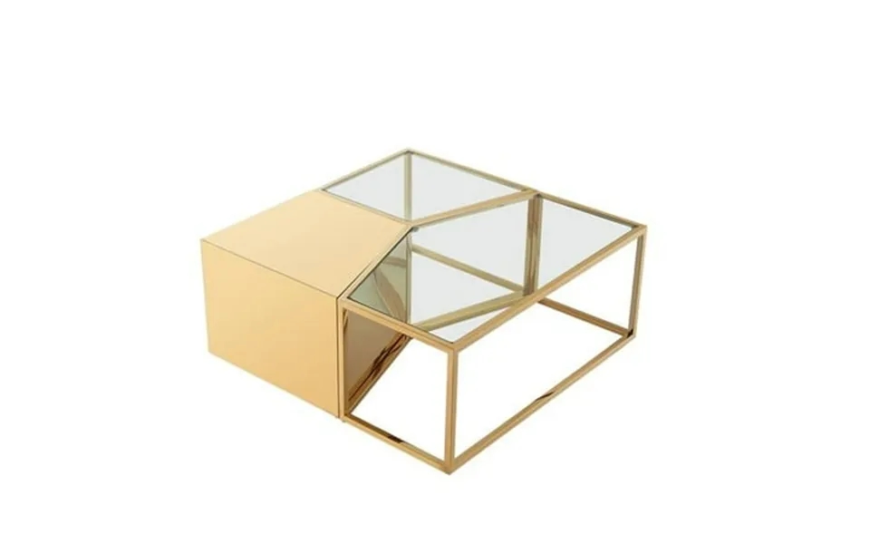 Glass Geometric Mirrored Bunching Coffee Tables Gold - Set Of 3