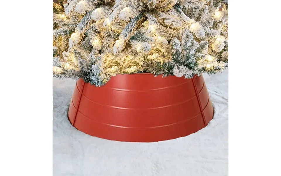 Glitzhome Christmas Tree Collar Metal Christmas Tree Ring 22-inch Diameter Base Red Fit Any 6ft High Trees