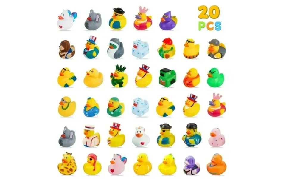 Gluaae 20pcs Assorted Rubber Ducks - Mini Floatable Bath Toys For Kids Non-toxic Baby Pool Party Favors Halloween & East