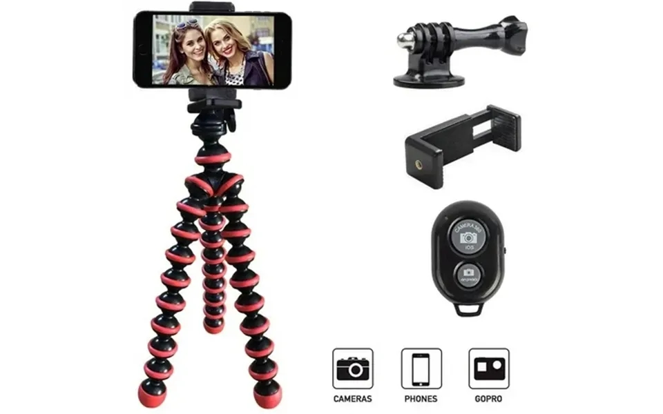 Gluaae Phone Tripod Stand Flexible Cell Phone Tripod Portable And Adjustable Camera Stand Holder With Wireless Remote Co
