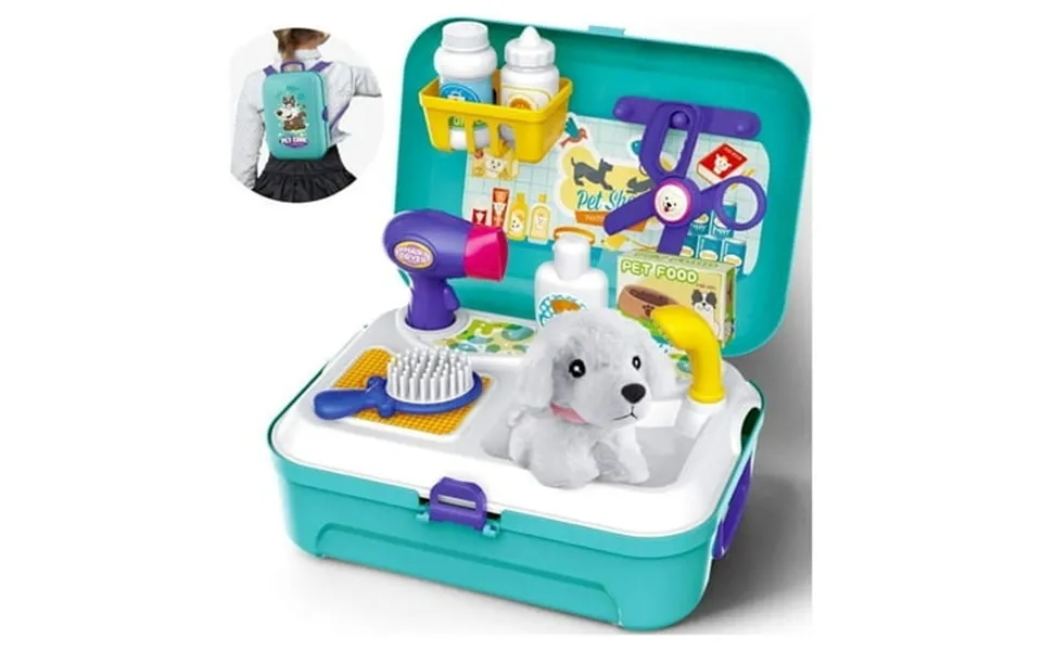 Gluaae Toys For Kids Dog Grooming Doctor Kit Toys Pet Care Play Set Pretend Puppy Dog Carrier Pet Grooming Toy With Stur