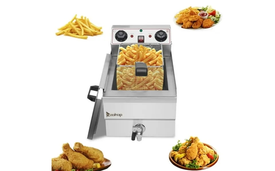 Godecor 12.5qt Electric Stainless Steel Countertop Deep Fryer Commercial Basket