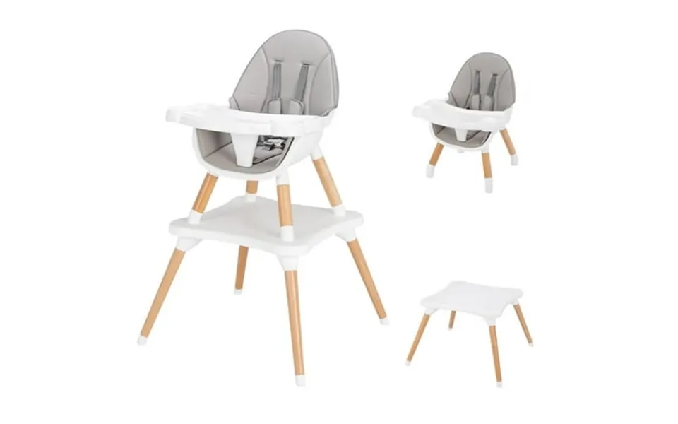 Godecor 5-in-1 Baby High Chair Infant Wooden Booster Feeding Chair Gray
