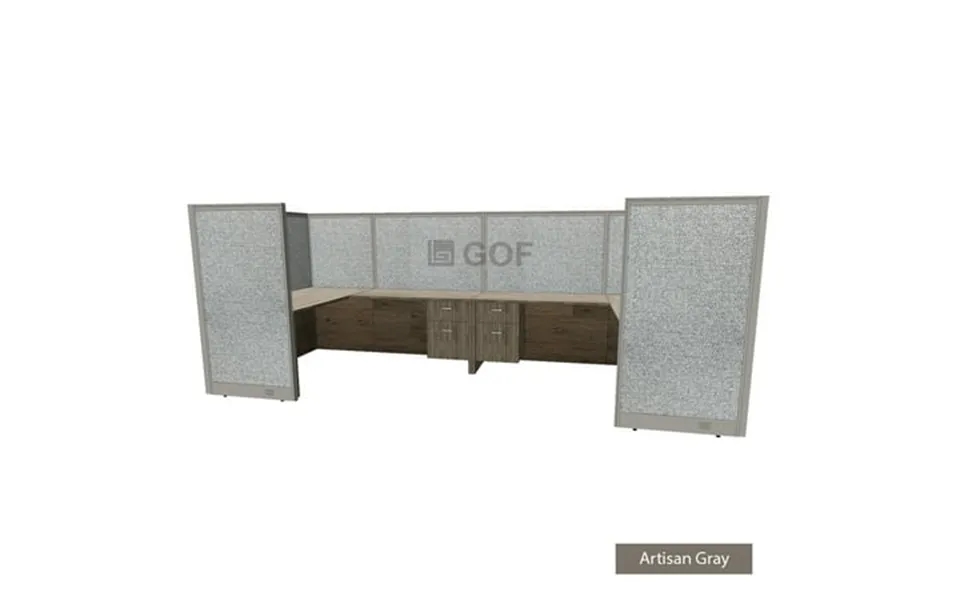 Gof 2 Person Workstation Cubicle 5’d X 12’w X 5’h Office Partition Room Divider 60 H Cubicle With Desk Artisan Grey