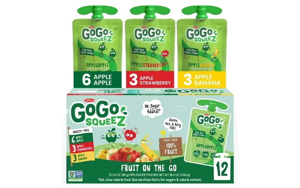 Gogo Squeez Applesauce And Fruit Puree Apple Apple Apple Banana And Apple Strawberry Snack Pouches Variety Pack 3