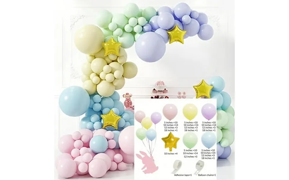 Gogracy 140pcs Pastel Balloon Set With Macaron Colors Includes Pink Yellow Light Purple Baby Blue Light Green Balloons A