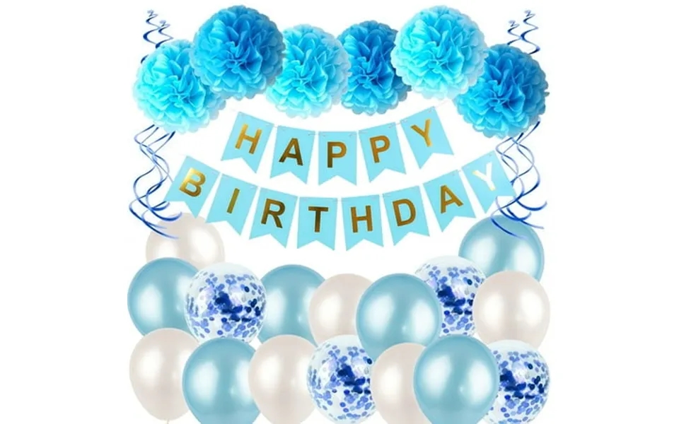 Gogracy Birthday Decorations Kit - Happy Birthday Banner Spiral Charm Paper Flower Ball And Balloons For Boys And Gilrs