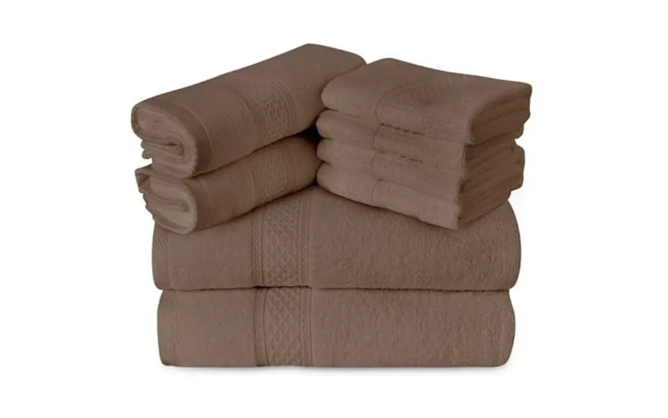 Gogreen 100% Cotton Bath Towel Sets Of 8 Pieces 2 Bath Towels 2 Hand Towels 4 Washcloths Highly Absorbent Towels For Bat