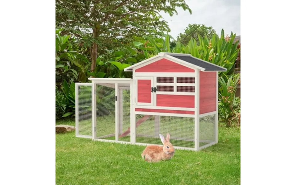 Gojooasis Rabbit Hutch Indoor Chicken Coop Outdoor With Waterproof Roof & Running Cage Large Bunny Cage With Ramp & Remo