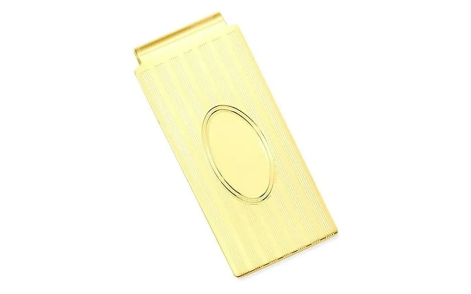Gold Plated Kelly Waters Horizontal Lines Engravable Oval Hinged Money Clip Fashion Jewelry For Dad Mens Gifts For Him