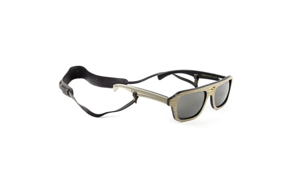 Gold & Wood Ashbury Sunglasses W Leather Strap 56mm Grey Wood