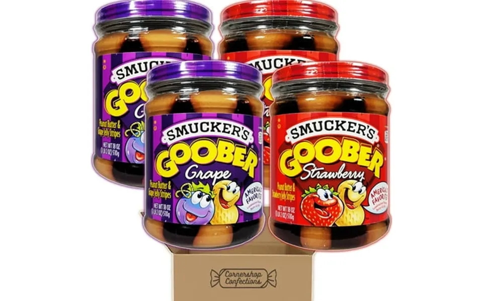 Goober Peanut Butter And Jelly 4 Jar Variety Pack - Grape And Strawberry