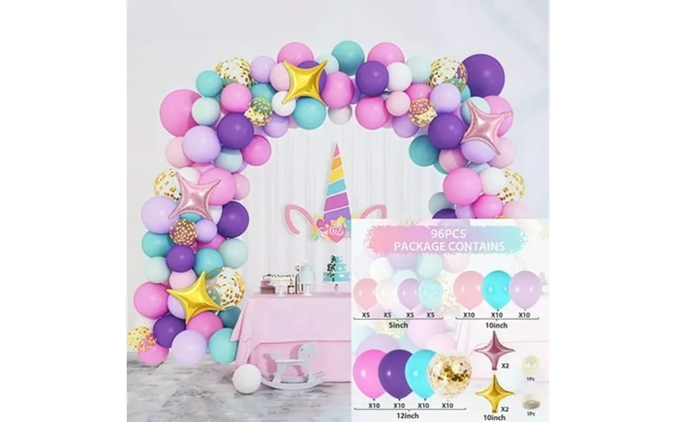 Goodoosoo 92pcs Pastel Balloon Set With Macaron Colors Includes Pink Yellow Light Purple Baby Blue Light Green Balloons