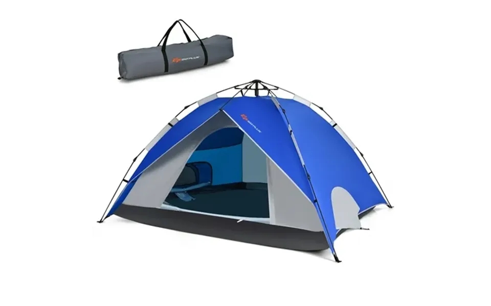 Goplus 4 Person Instant Pop-up Camping Tent 2-in-1 Double-layer Waterproof Tent Blue
