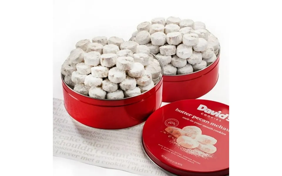 Gourmet Butter Pecan Meltaway Round Tin With Crunchy Pecans And Powdered Sugar All-natural Ingredients Kosher Ideal Pres