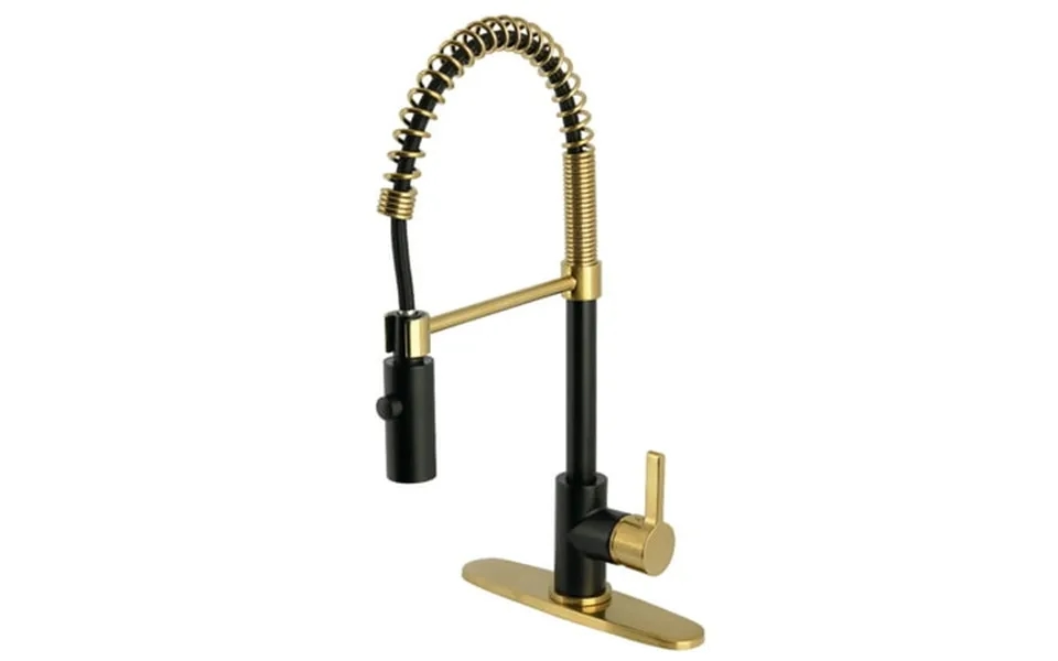 Gourmetier Ls877ctlmbbb Continental Single-handle Deck-mount Pre-rinse Kitchen Faucet Matte Black Brushed Brass