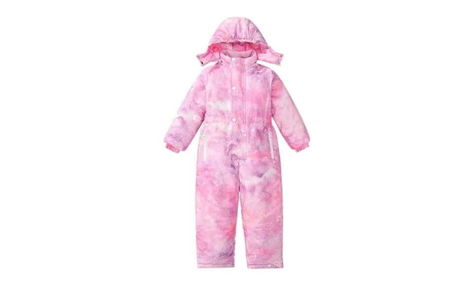 Gpaecead 4-12 Years Trendy Kid S Hooded And Pocket Girls Boys Ski Suit Windproof And Warm Printed Ski Jumpsuit Pink