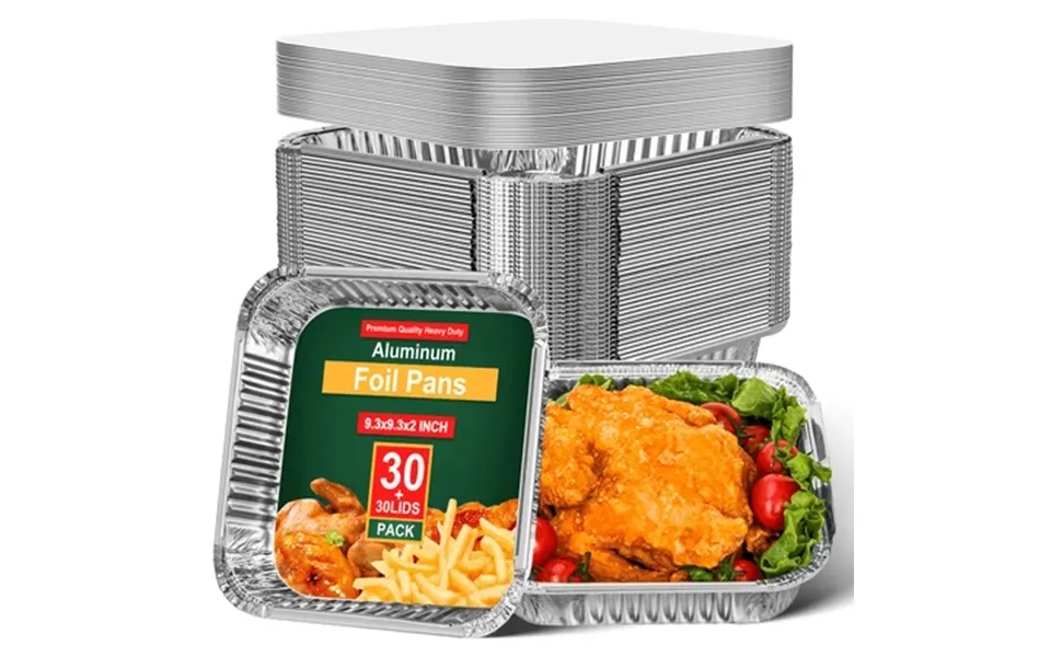 Gped 9.3x9.3 Foil Pans With Lids 30 Pack Square Aluminum Pans Premium Disposable Baking Pans With Covers -disposable Foo