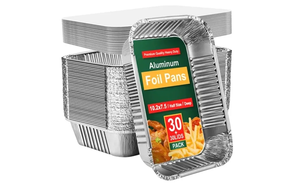 Gped Aluminum Pans Disposable Foil 30 Pack - Foil Pans With Lids 10