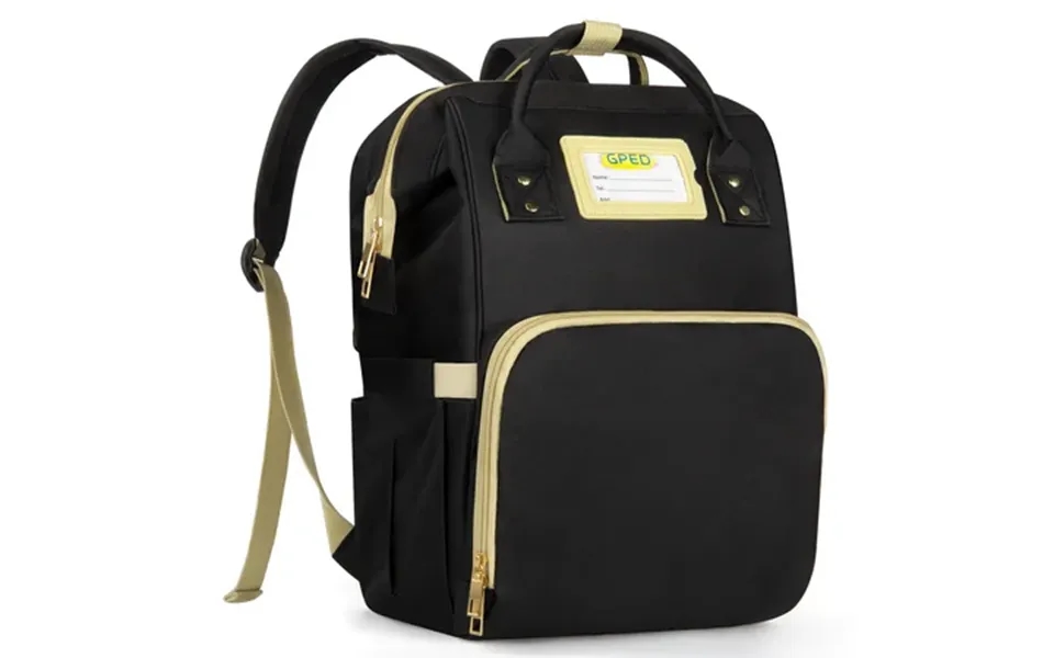 Gped Large Capacity Multifunction Diaper Bag Backpack With Insulated Pockets Black
