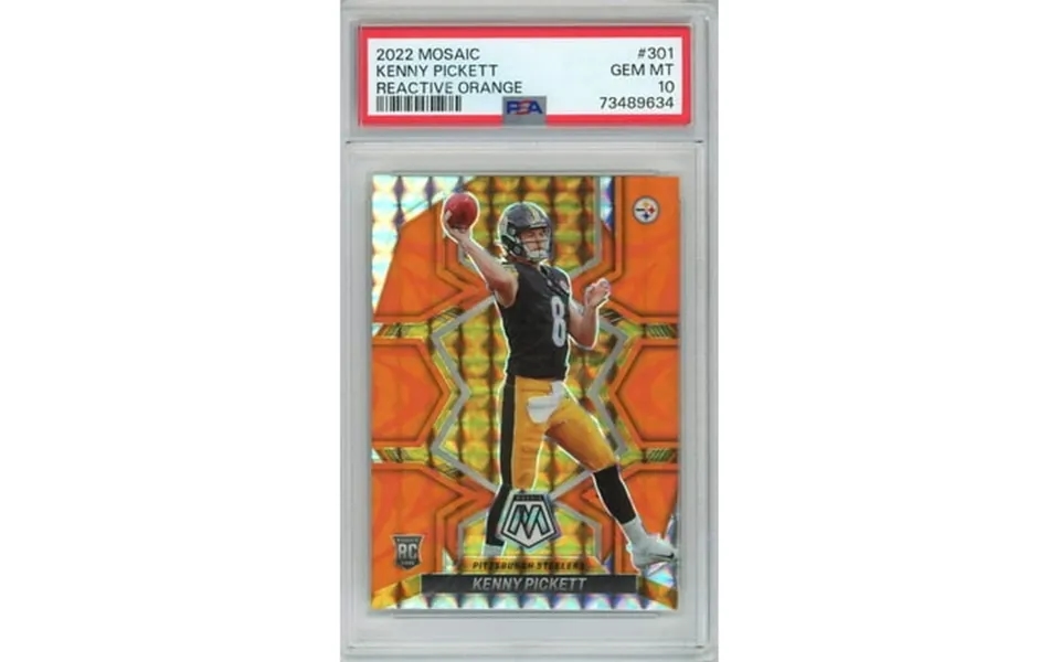 Graded 2022 Mosaic Kenny Pickett 301 Reactive Orange Rookie Rc Football Card Psa 10 Gem Mint