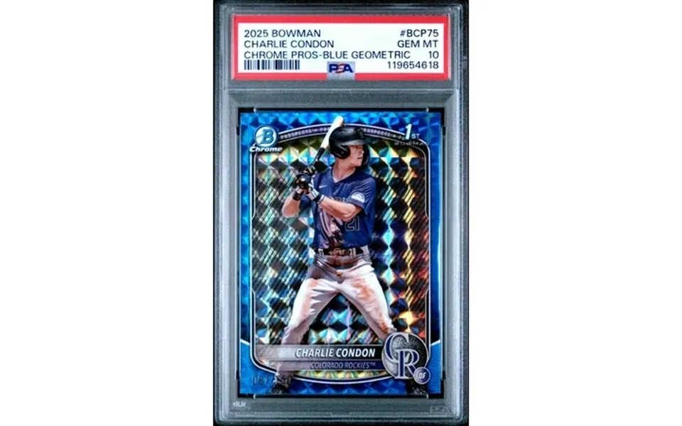 Graded 2025 Topps Bowman Charlie Condon Bcp75 Blue Geometric 150 Rookie Rc Baseball Card Psa 10 Gem Mint