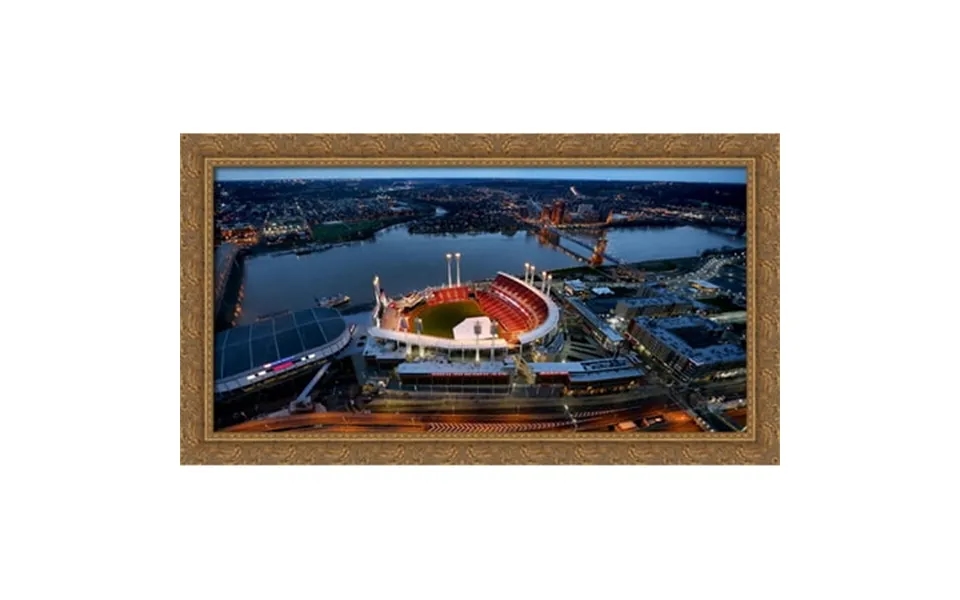 Great American Ballpark 40x22 Large Gold Ornate Wood Framed Canvas Art - Home Of The Cincinnati Reds