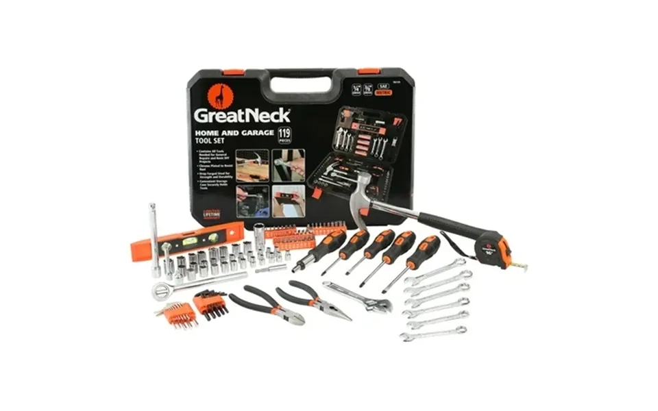 Greatneck Home And Garage Tool Set 119 Pieces For Routine Home Maintenance
