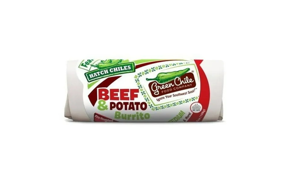 Green Chile Food Beef Burrito With Potato Green Chile Salsa And Cheddar 7 Ounce -- 12 Per Case