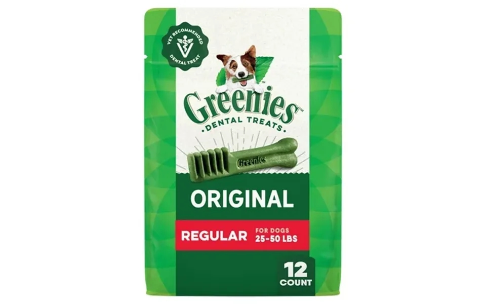 Greenies Original Flavor Adult Natural Dental Dog Treats Regular Size 12 Oz Pack 12 Count